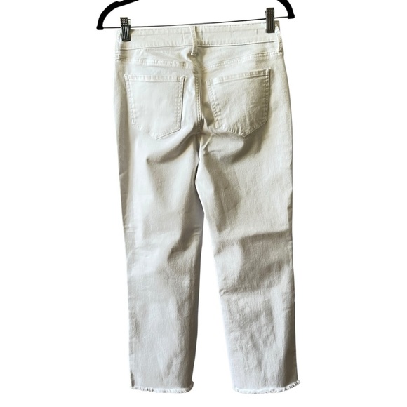 NYDJ MARILYN STRAIGHT JEANS 2 OPTIC WHITE FRAY HEM CROPPED STRETCH SUMMER CHIC - Picture 4 of 11
